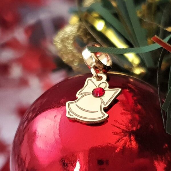 Charm personalizat Craciun – Clopotel – Argint 925 placat cu Aur galben 18K – cristal Swarovski