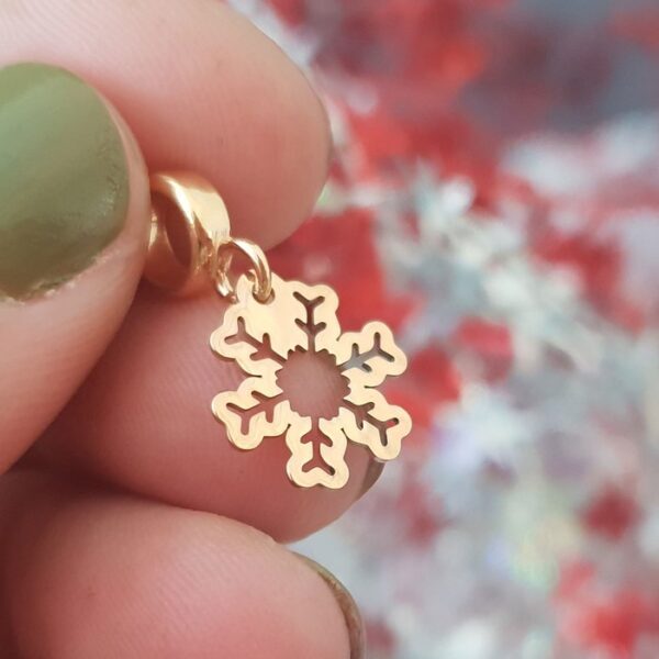 Charm personalizat Craciun – Fulg de nea – Argint 925 placat cu Aur roz 18K