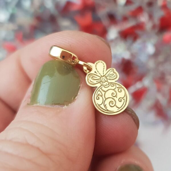 Charm personalizat Craciun – Glob – Argint 925 placat cu Aur galben 18K