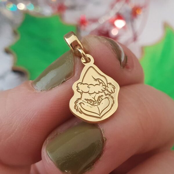 Charm personalizat Craciun – Grinch – Argint 925 placat cu Aur galben 18K