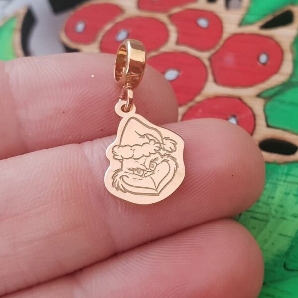Charm personalizat Craciun – Grinch – Argint 925 placat cu Aur roz 18K
