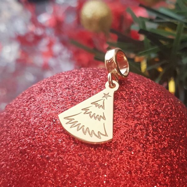 Charm personalizat Craciun – O brad frumos – Argint 925 placat cu Aur galben 18K