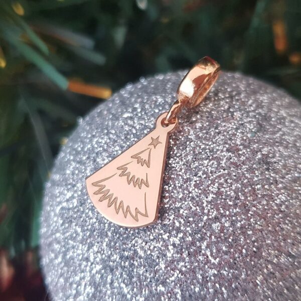 Charm personalizat Craciun – O brad frumos – Argint 925 placat cu Aur roz 18K