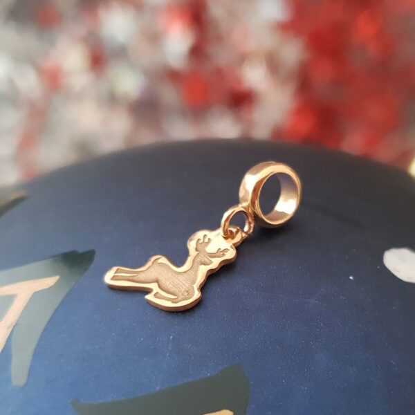 Charm personalizat Craciun – Renul Rudolf – Argint 925 placat cu Aur roz 18K