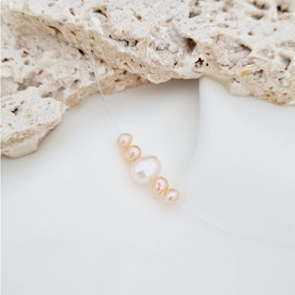 Choker cu perle – Delicate pura – Lant silicon cu inchizatoare carabina din Argint 925