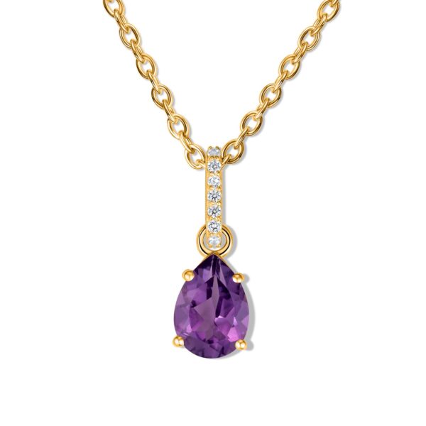 Colier din argint Golden Drop Amethyst