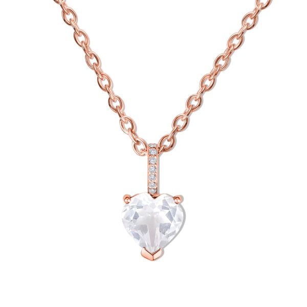 Colier din argint Rose Gold Pink Quartz Heart