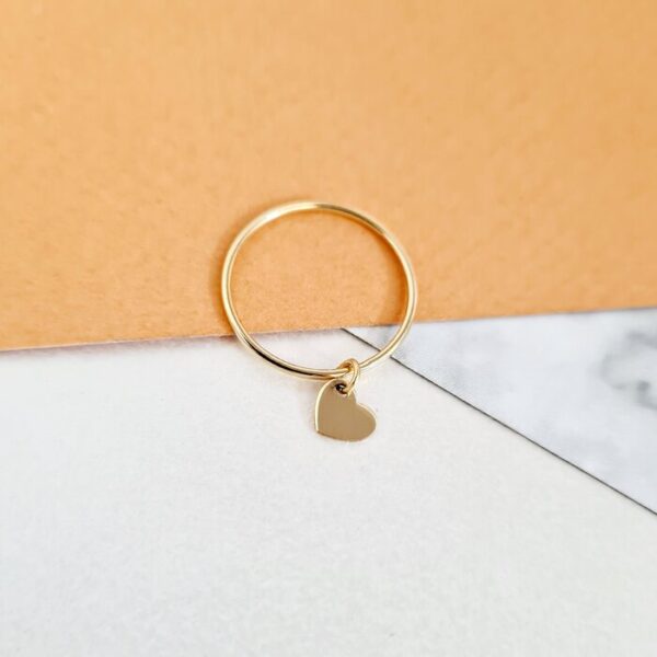 Inel Midi cu Charm – In love with you – Aur Galben 14K