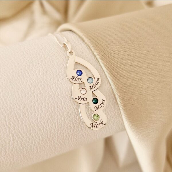 Lantisor Picaturi de emotie – 5 nume si cristale Swarovski – Argint 925