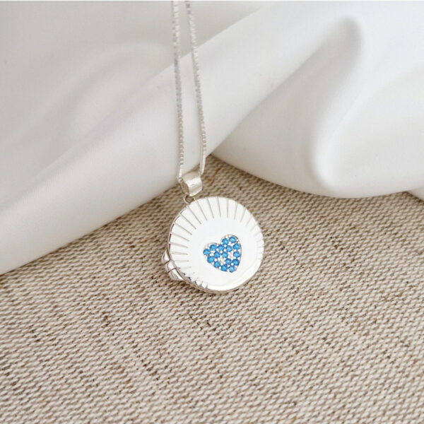 Medalion Scanteia Albastra – Locket cu poze in interior – Argint 925 si Zirconii