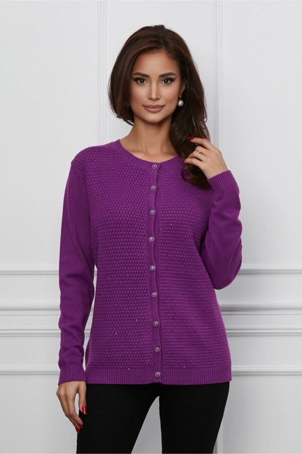 Pulover Dorina magenta cu strasuri