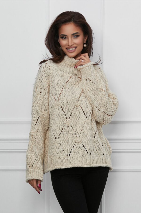 Pulover Valeria iovry din tricot cu insertii din fir lurex auriu