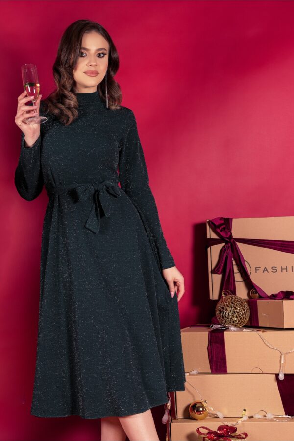 Rochie Dy Fashion verde din lurex