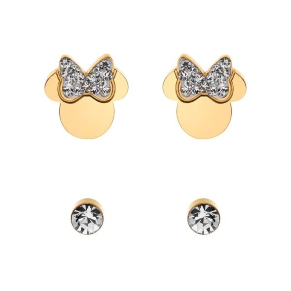 Set Cercei Disney Minnie Mouse – Otel Medical Inoxidabil Auriu si Cristale Albe