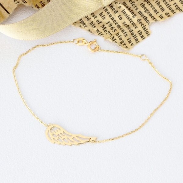 Bratara lant dama cu aripa – aur galben, alb sau roz 14K