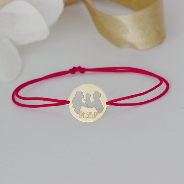 Bratara mama, tata si bebe – familie – din aur 14K si snur reglabil dama