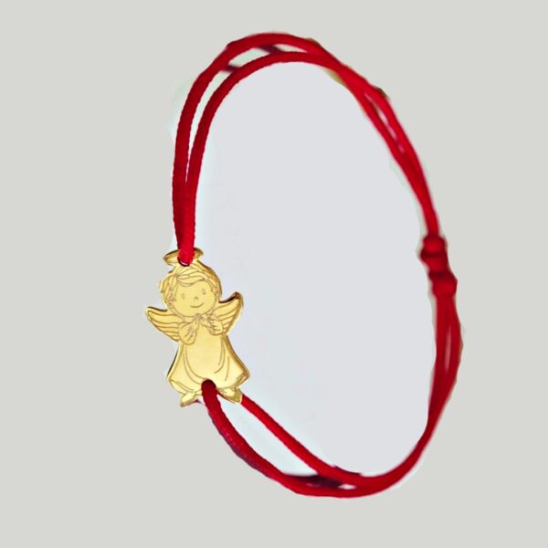 Bratara ingeras din aur 14K model gravat si snur reglabil