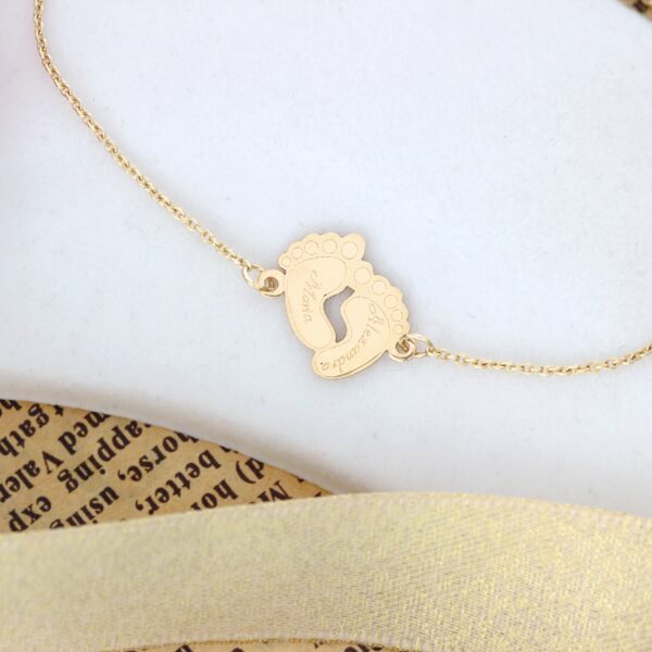 Bratara lant dama cu talpite gravate – aur galben,alb sau roz 14K