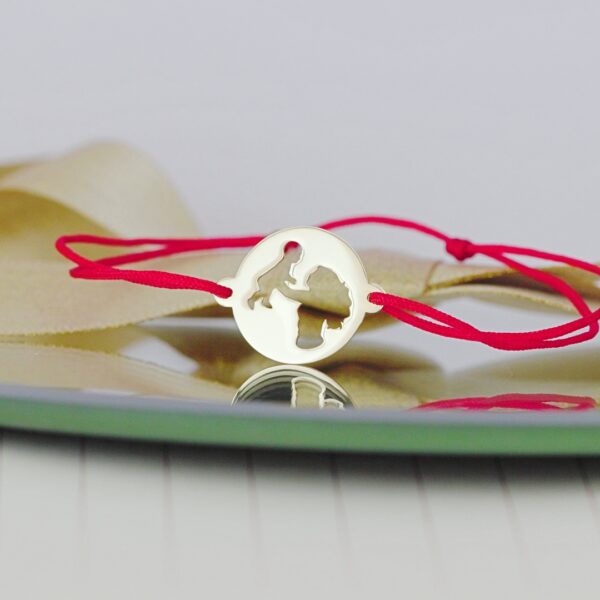 Bratara mama si bebe in banut din aur 14K cu snur reglabil dama