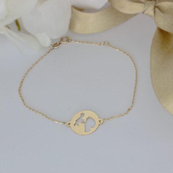 Bratara lant dama cu model mama si bebe – aur galben, alb sau roz 14K