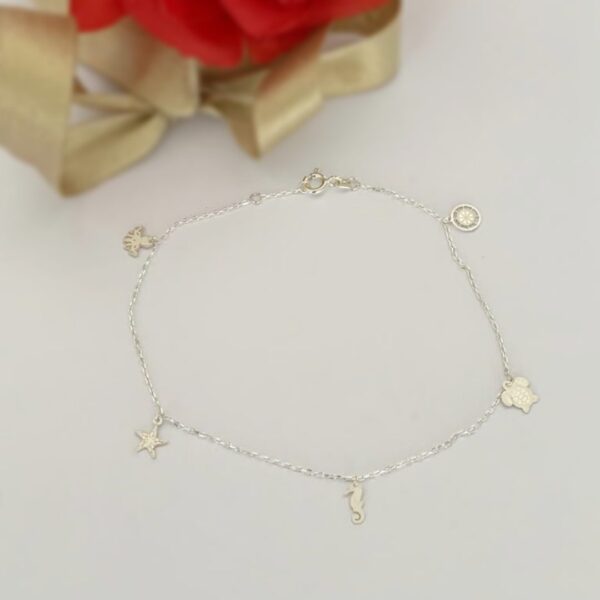 Bratara picior cu elemente marine argint 925 dimensiune 24-25 cm