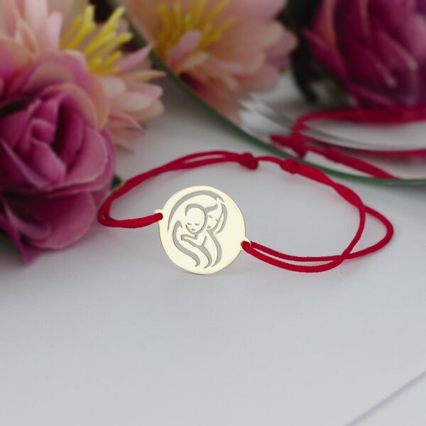 Bratara mama si bebe din aur 14K cu snur reglabil de dama