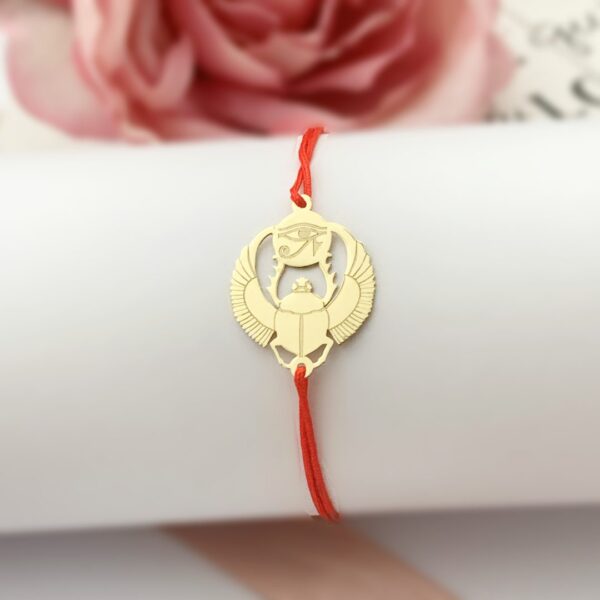 Bratara scarabeu egiptean din aur 14K cu snur reglabil dama