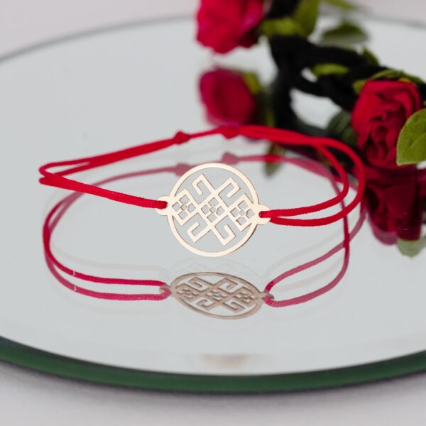 Bratara simbol traditional din aur 14K cu snur reglabil dama