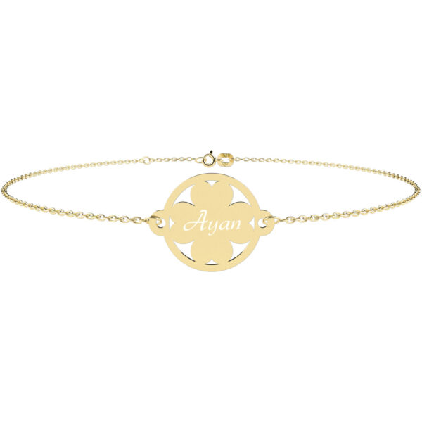 Bratara lant bebe-copil trifoi in rama – aur galben, alb sau roz 14K