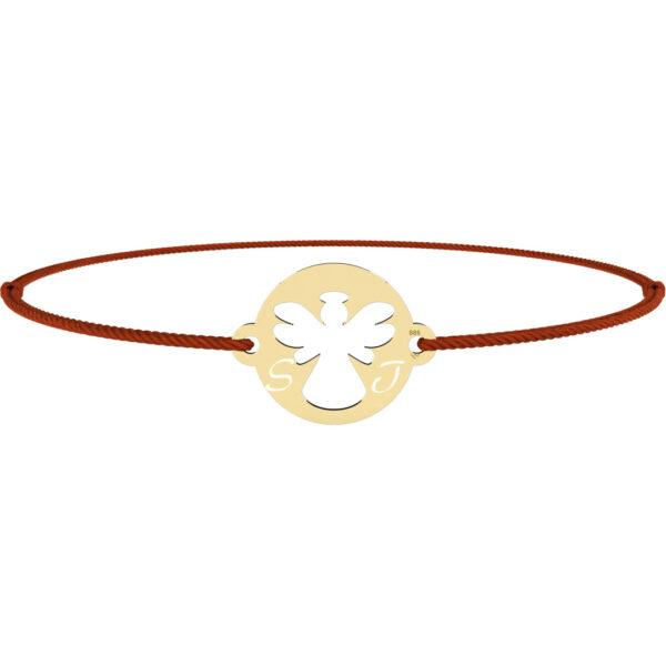 Bratara ingeras decupat in banut – din aur 14k si snur reglabil