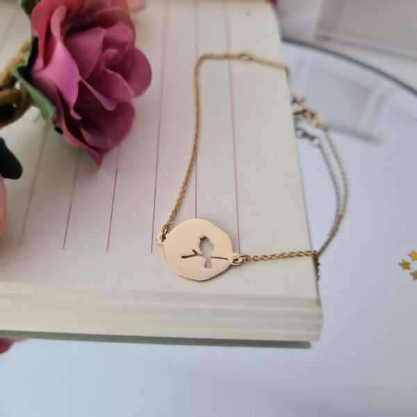 Bratara lant dama model pasare pe ramura – aur galben, alb sau roze