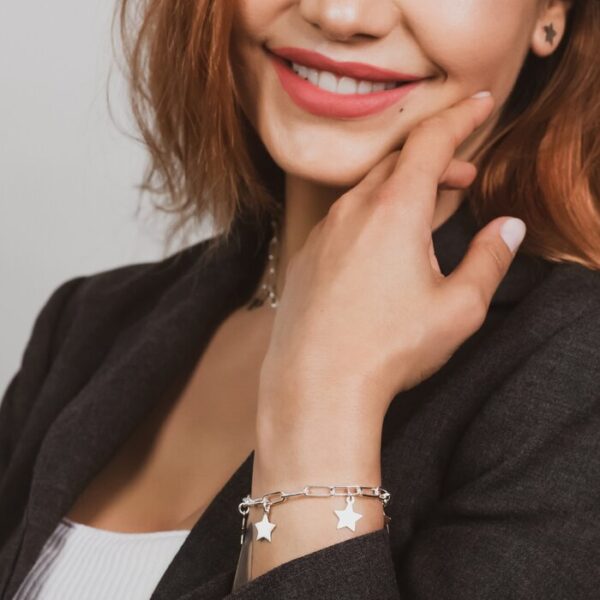 Bratara personalizata – Star Elements – Lant cu zale dreptunghiulare – Argint 925