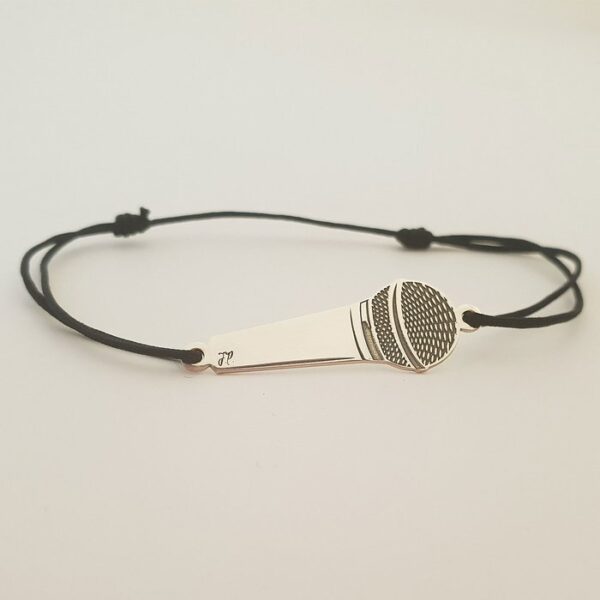 Bratara personalizata – Microfon – Argint 925 – snur reglabil