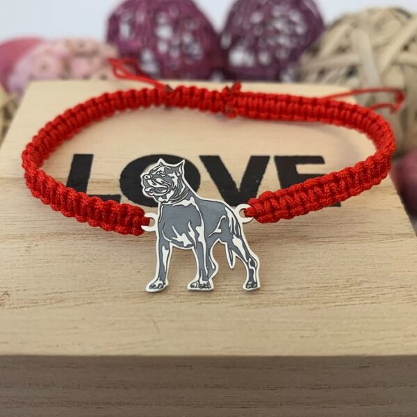 Bratara Pitbull – Argint 925, snur impletit reglabil