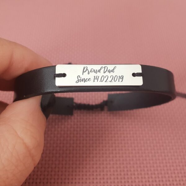 Bratara Proud Dad – Argint 925, piele