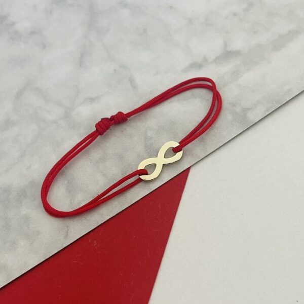 Bratara simbol – Infinit – Aur Galben 14K – snur reglabil