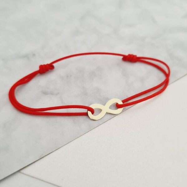 Bratara simbol – Infinit – Aur Galben 9K – snur reglabil