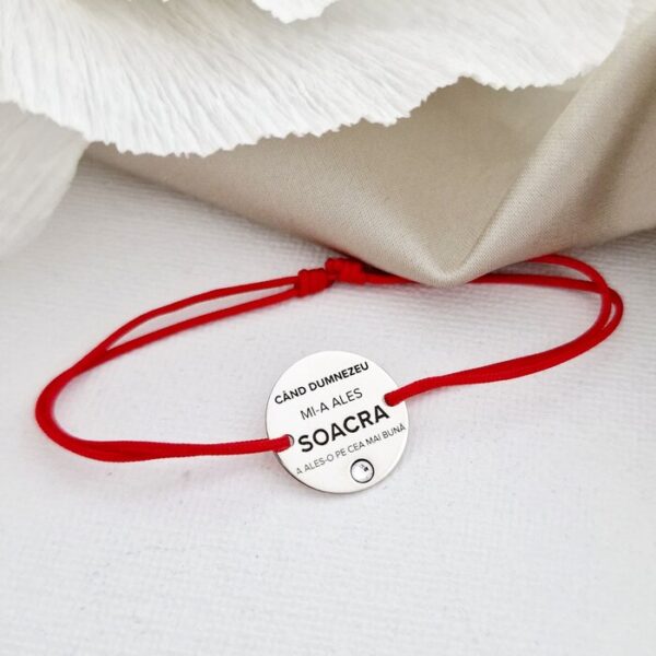Bratara Soacra – Aleasa de Dumnezeu – Argint 925 si Cristal Swarovski – Snur reglabil