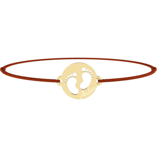 Bratara talpite decupate in banut din aur de 14k si snur reglabil