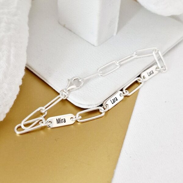 Bratara TOTUL MEU – 3 placute personalizate si lant din zale mari – Argint 925