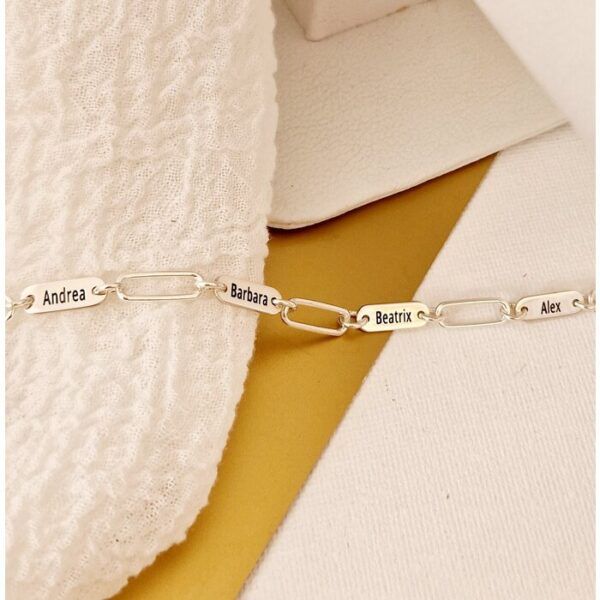 Bratara TOTUL MEU – 4 placute personalizate si lant din zale mari – Argint 925