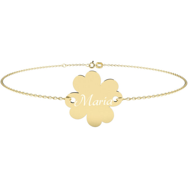 Bratara trifoi cu lant bebe copil – aur galben, alb sau roz 14k