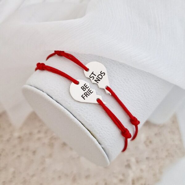 Bratari Best Friends – doua jumatati de inima – Argint 925, snur