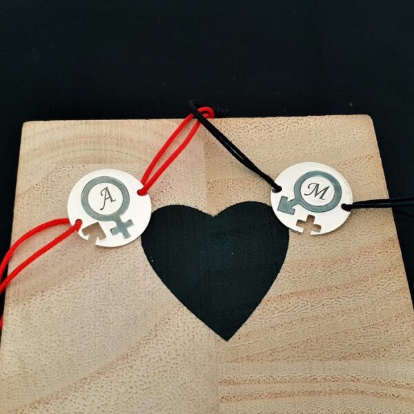 Bratari Cuplu – simbol gen feminin/masculin – Argint 925, snur