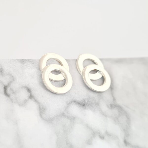 Cercei 2 decenii ? 2 cercuri unite ? Argint 925, surub
