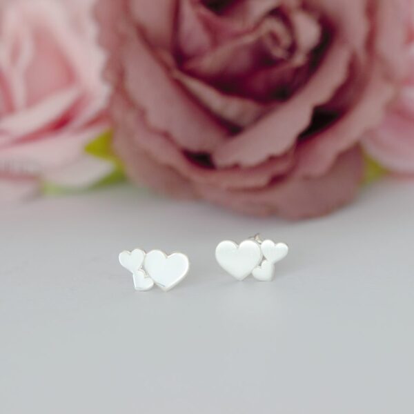 Cercei trei inimioare din argint 925 model cu tija si cheita