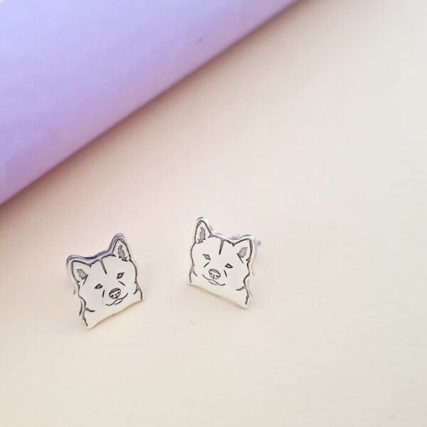 Cercei Akita Japonez – Argint 925, surub