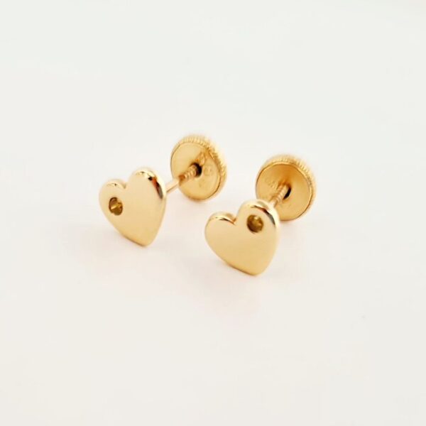 Cercei bebe/fetite cu Diamant naturat galben – Model inima – Aur Galben 14K – Inchizatoare sigura si confortabila cu filet