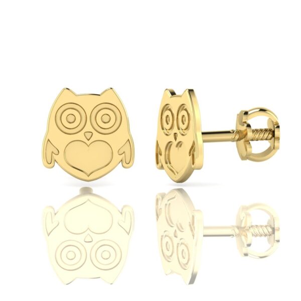 Cercei pentru bebe si fetite din aur de 14k model bufnita