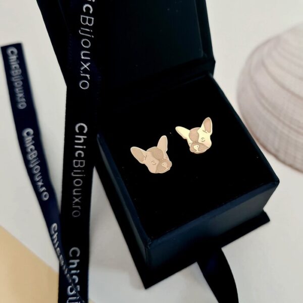 Cercei Bulldog – Aur Galben 14K – inchidere surub